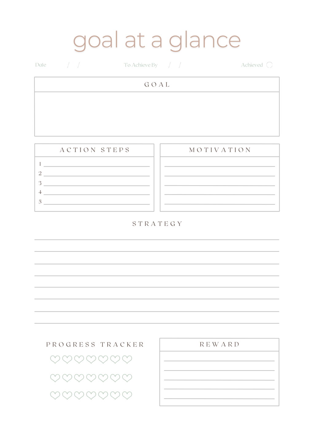 Goal at a Glance Notepad