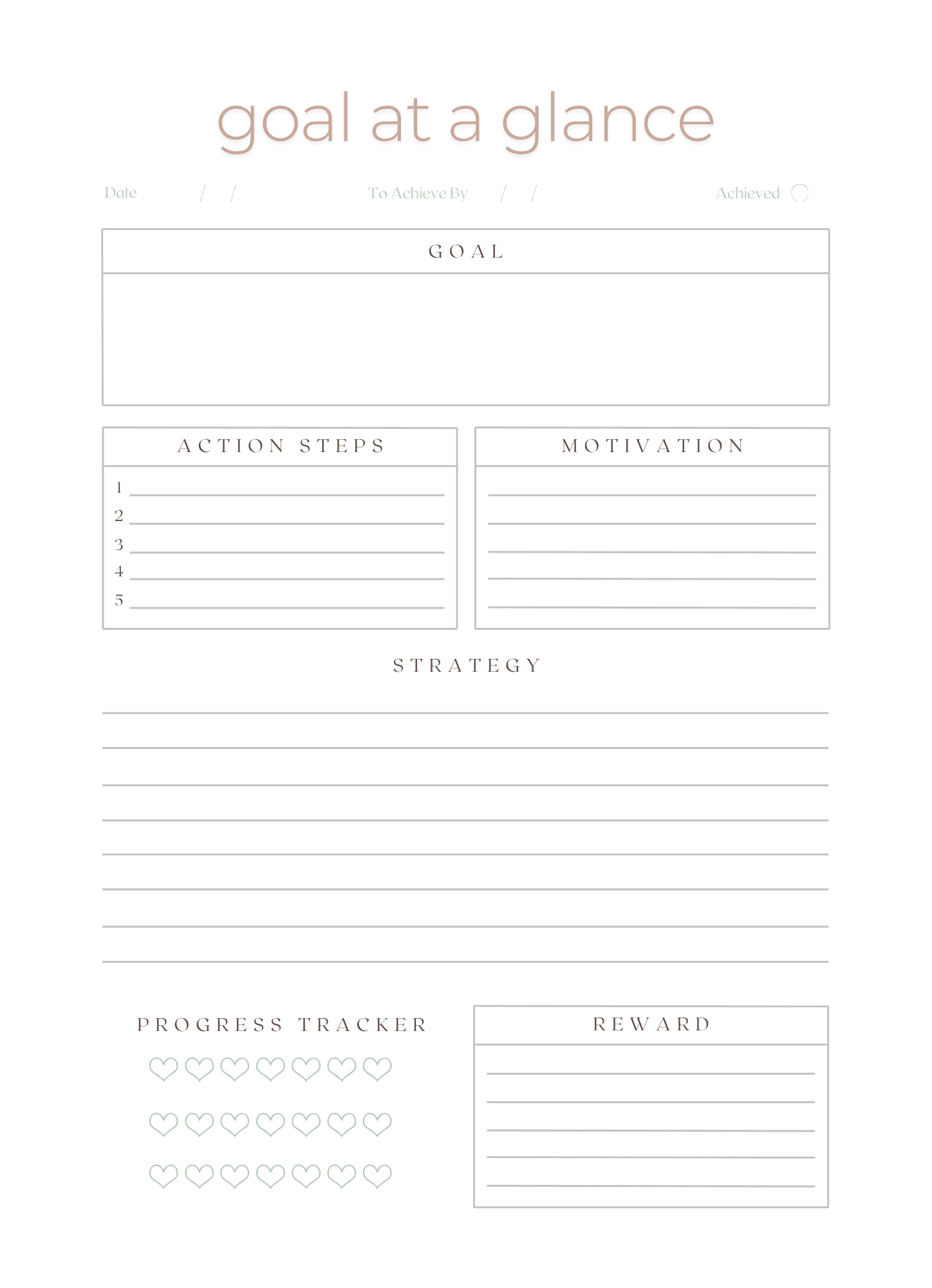 Goal at a Glance Notepad