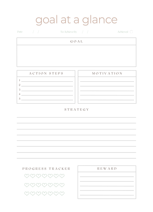 Goal at a Glance Notepad