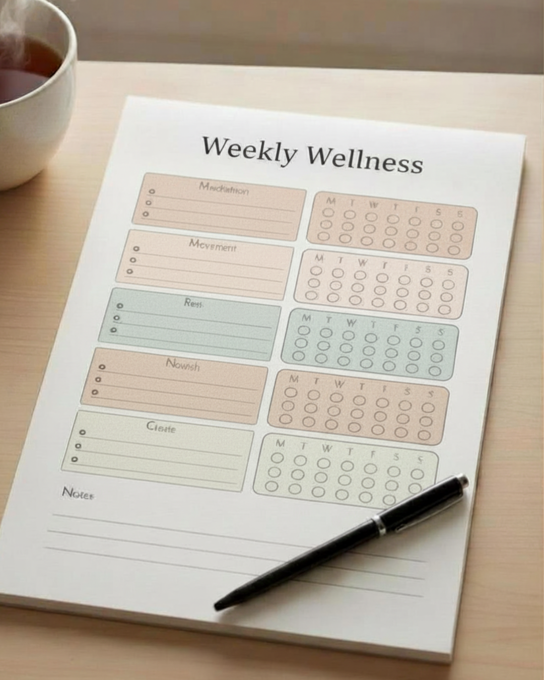 Weekly Wellness Tracker Notepad
