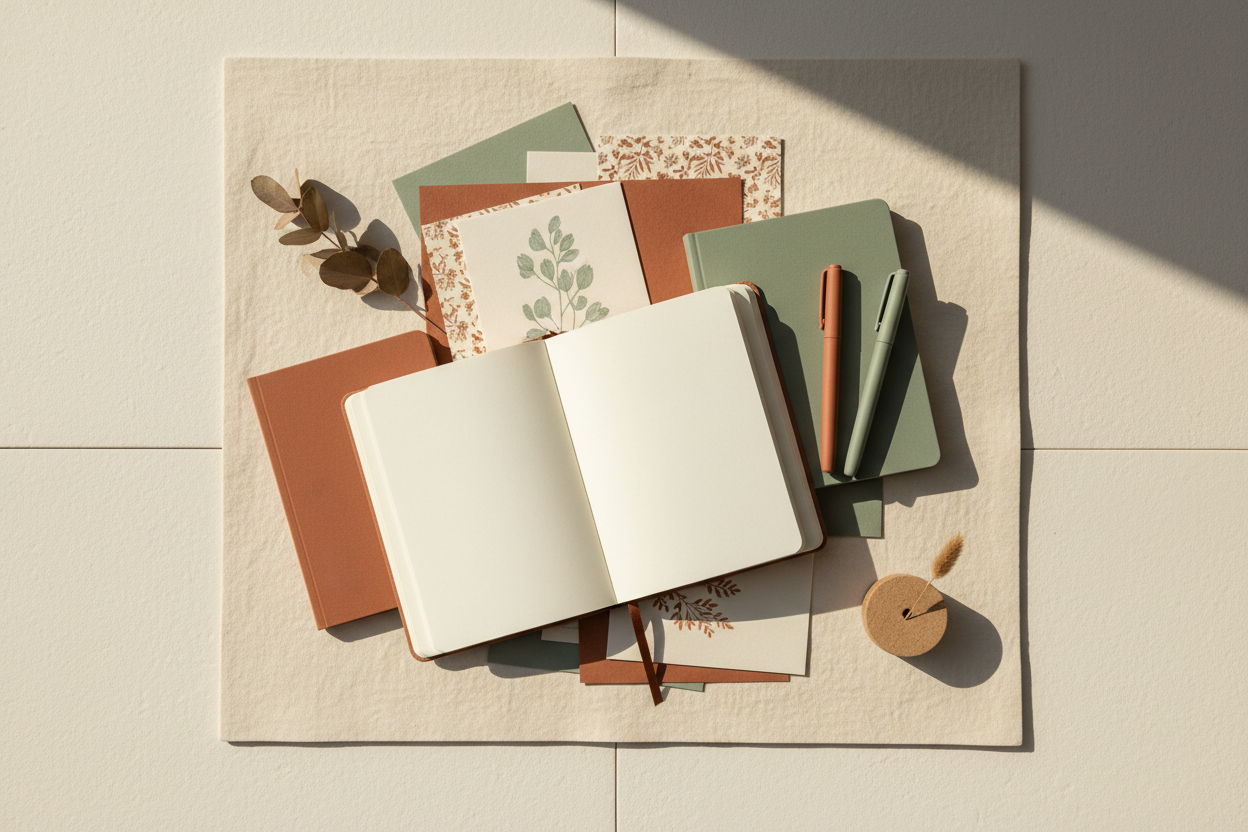 Flat lay lifestyle stationery